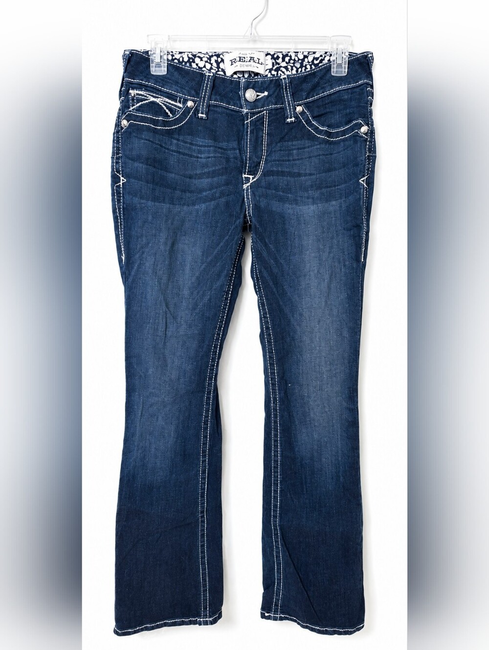 Ariat Women's Indigo Bootcut Jeans with White Contrast Stitching
